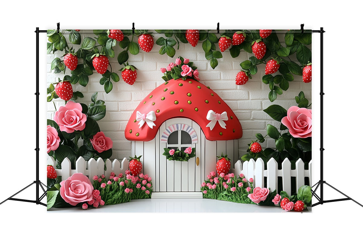 Toile de fond Fraises Cottage Mignon Fraises Été CSH5-121