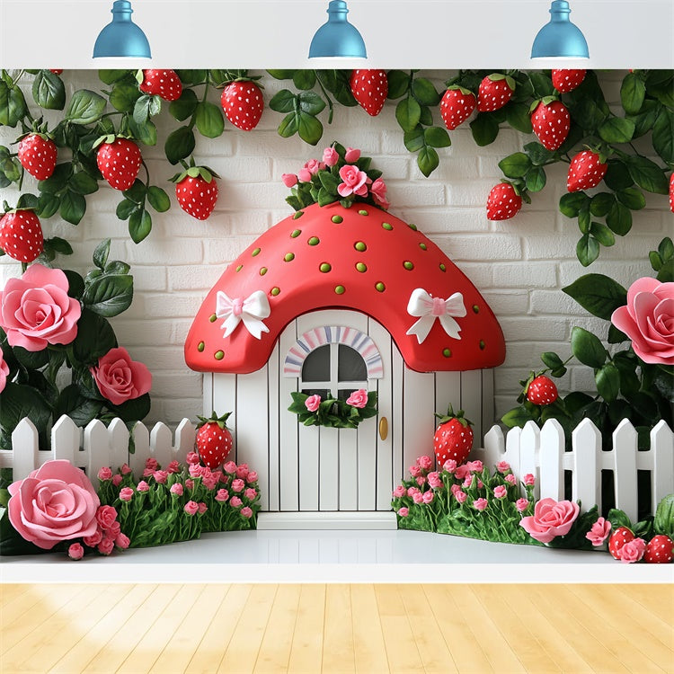 Toile de fond Fraises Cottage Mignon Fraises Été CSH5-121