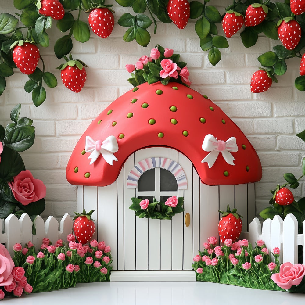 Toile de fond Fraises Cottage Mignon Fraises Été CSH5-121