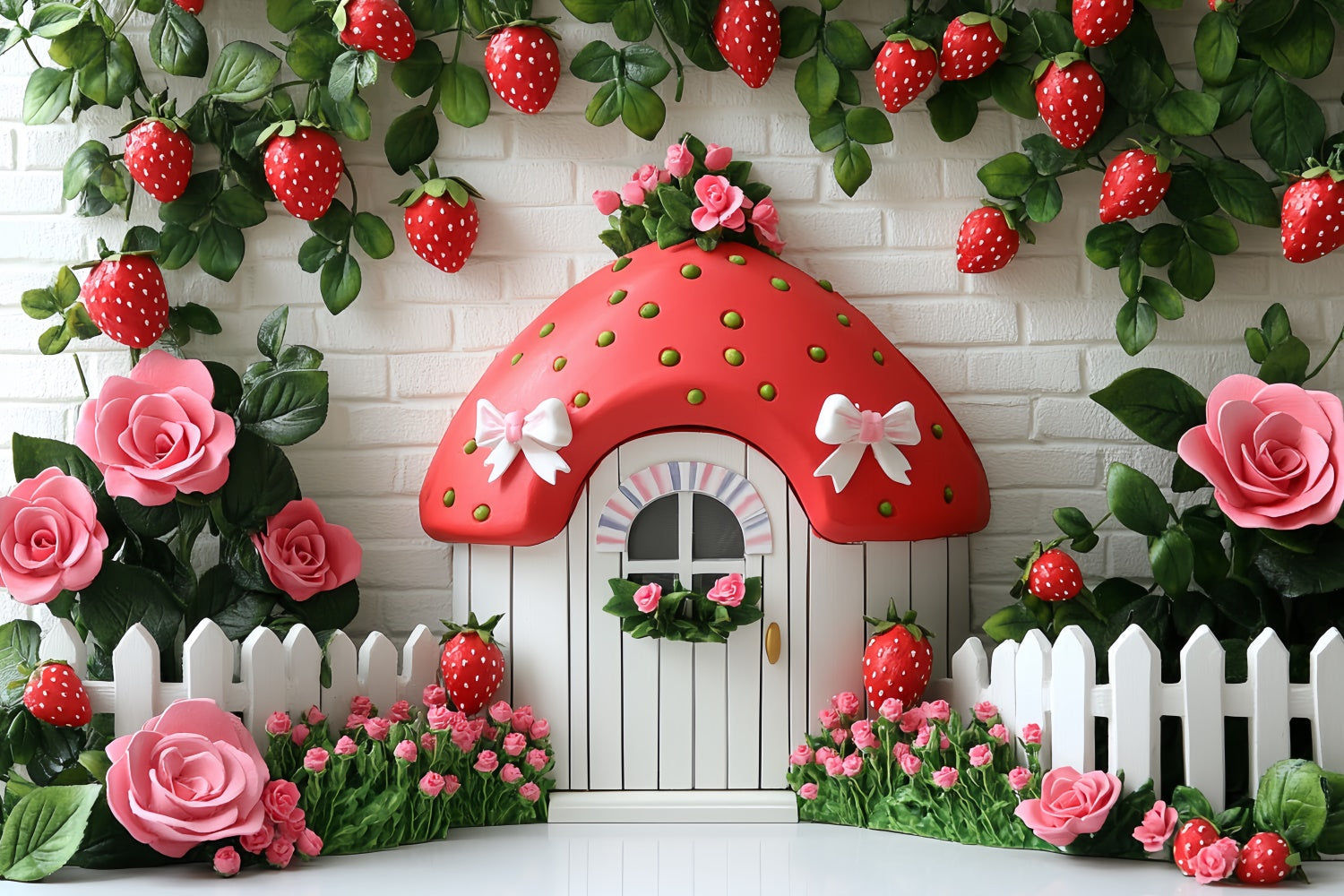 Toile de fond Fraises Cottage Mignon Fraises Été CSH5-121