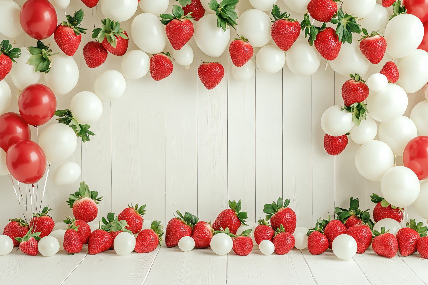 Toile de fond Fraises Arche Ballons Été CSH5-124