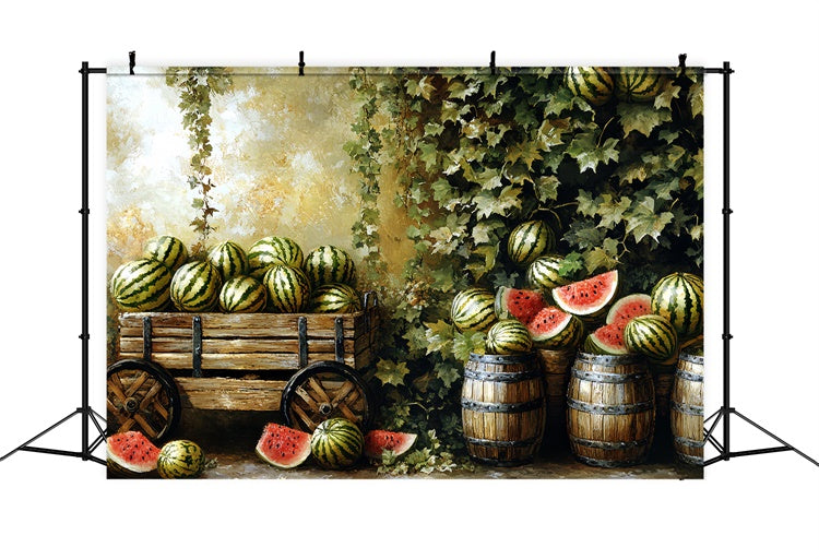 Toile de fond Pastèque Stand Vintage Fruits Été CSH5-126