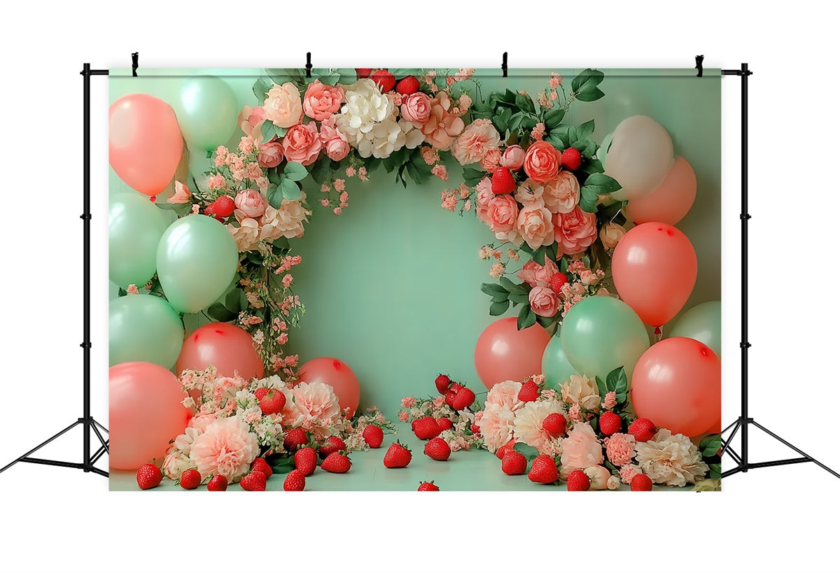 Toile de fond Fraises Ballons Floraux Été CSH5-127