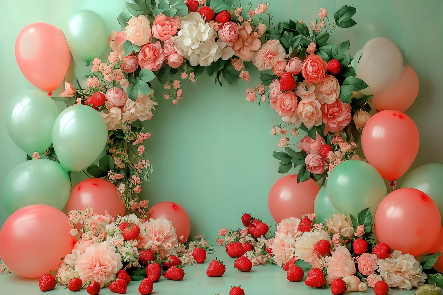 Toile de fond Fraises Ballons Floraux Été CSH5-127