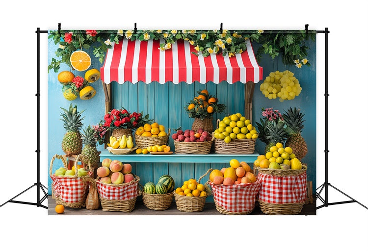 Toile de fond Été Étals Marché Fruits Colorés CSH5-129