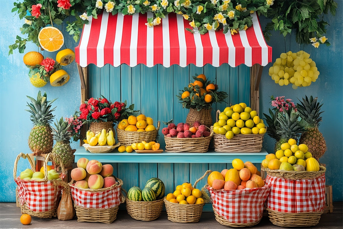 Toile de fond Été Étals Marché Fruits Colorés CSH5-129