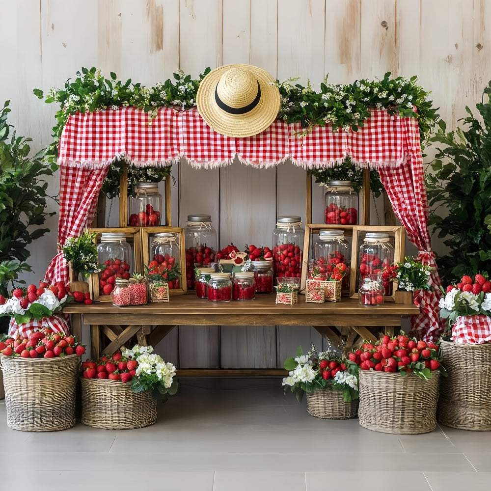 Toile de fond Fraises Stand Marché Fraises Été CSH5-130