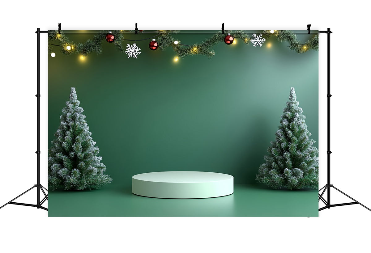 Toile de fond Scène de Noël Mur Vert Décor Sapin CSH5-148