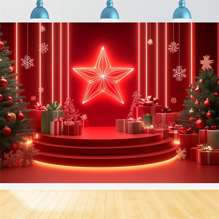 Toile de fond Scène de Noël Cadeaux Néon Scène Festive CSH5-149