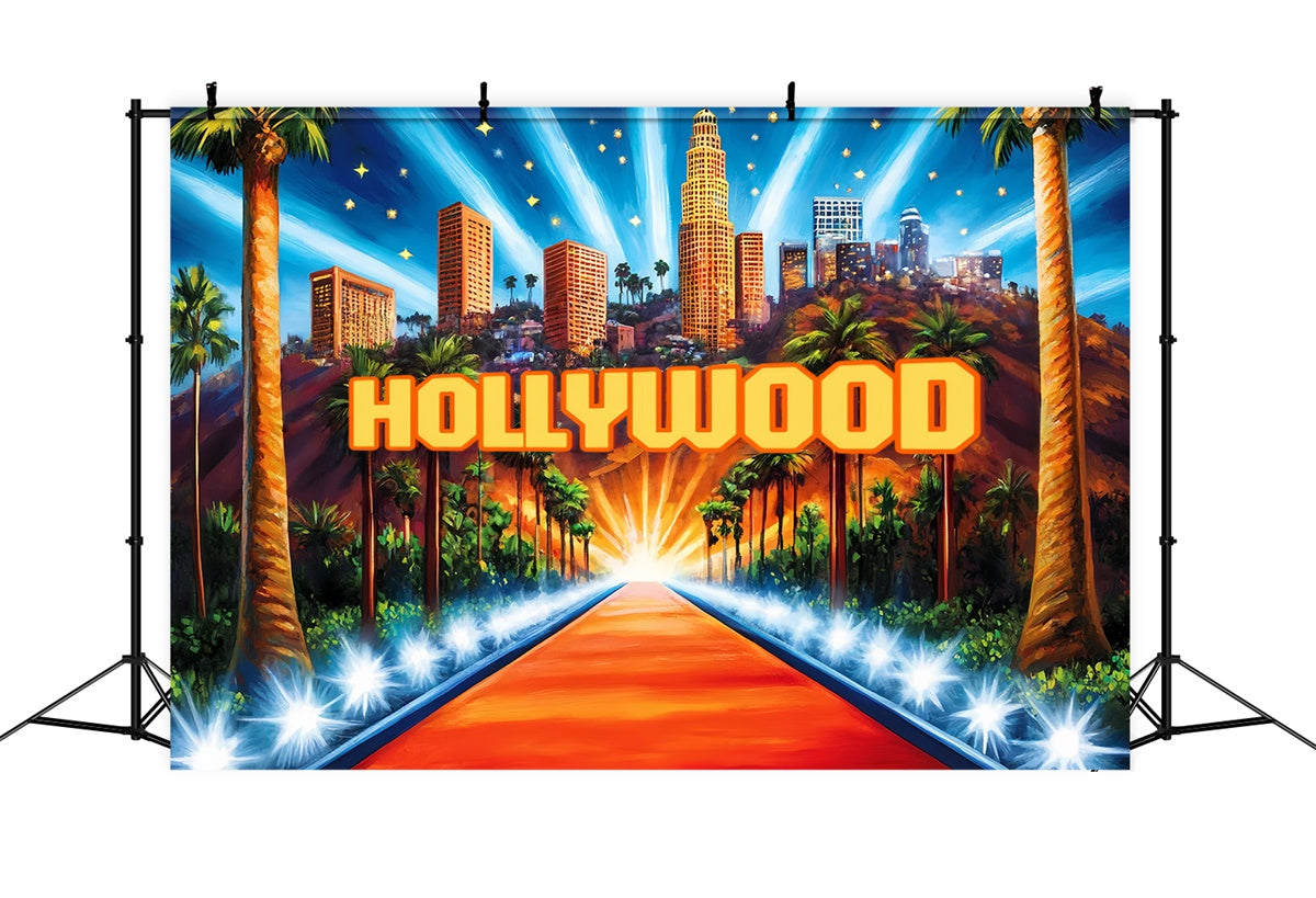 Toile de fond Hollywood Lumières Ville Tapis Rouge CSH5-164
