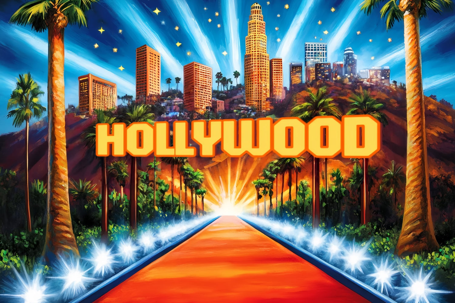 Toile de fond Hollywood Lumières Ville Tapis Rouge CSH5-164