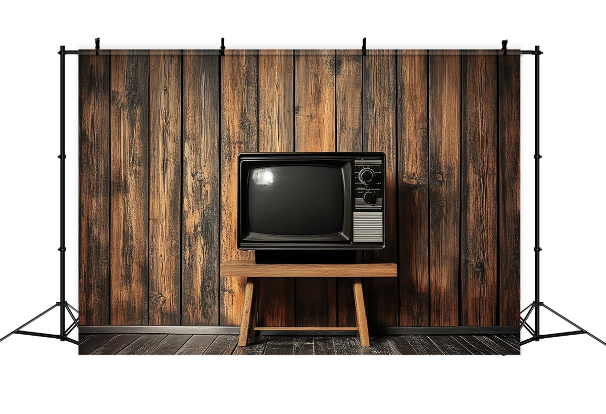 Toile de fond Années 70 Mur en Bois Télévision Vintage CSH5-177