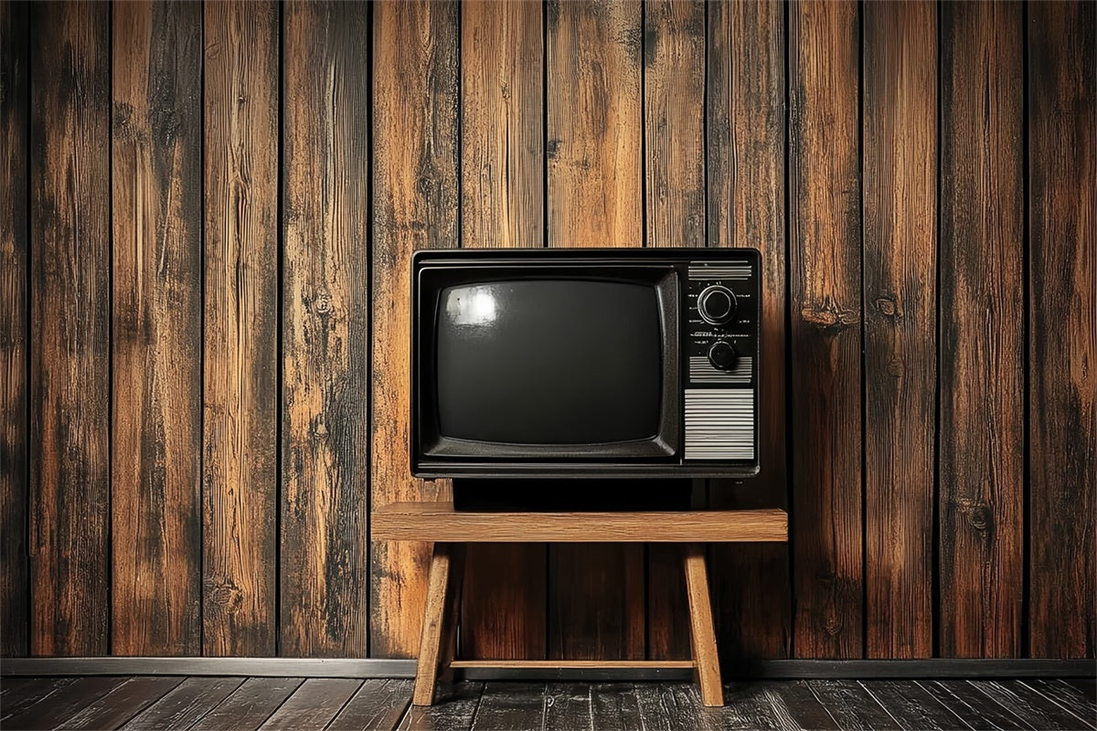 Toile de fond Années 70 Mur en Bois Télévision Vintage CSH5-177