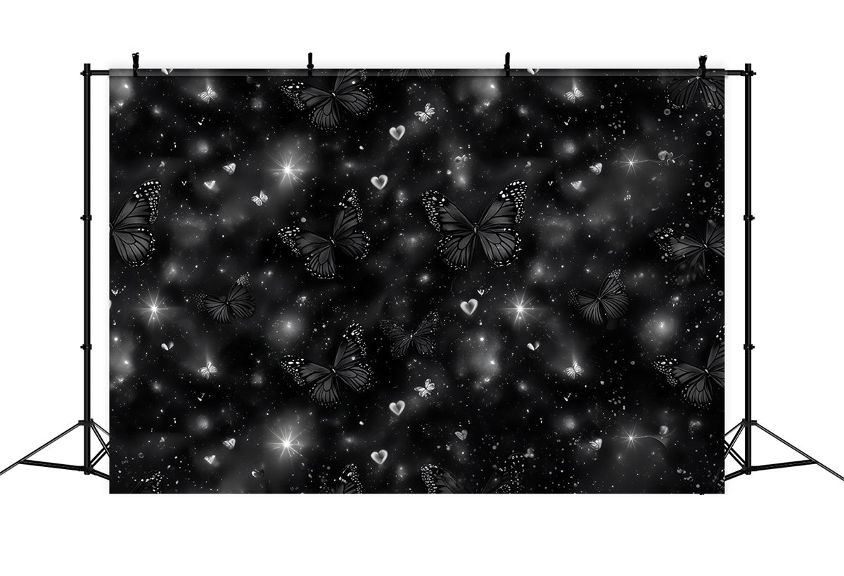 Toile de fond Années 90 Papillons Noirs Cœurs Scintillants CSH5-198