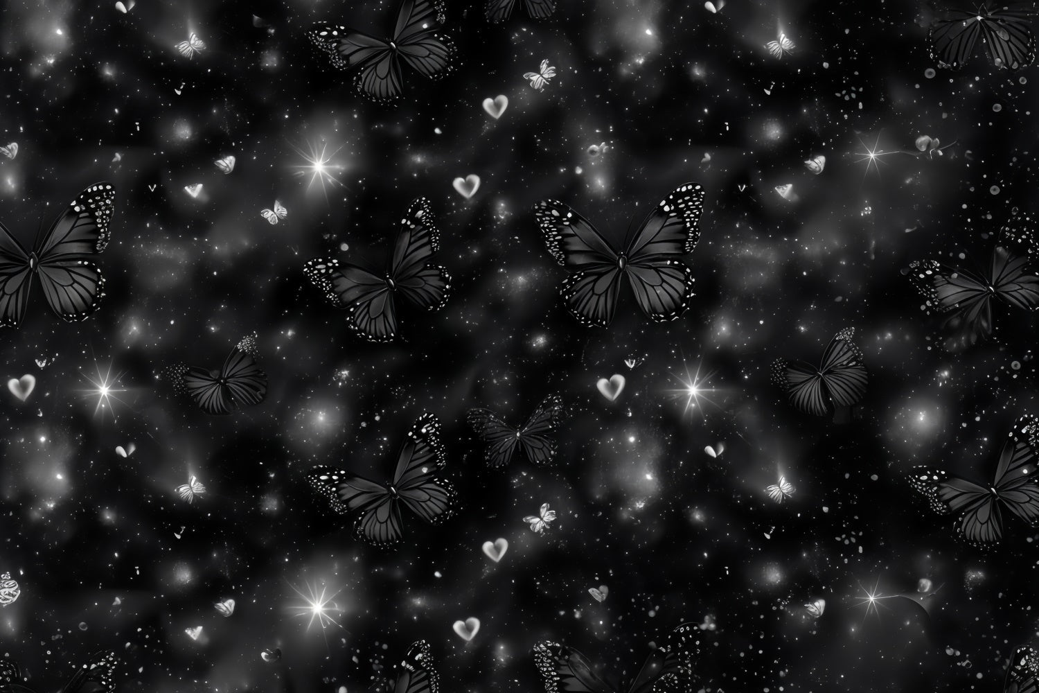 Toile de fond Années 90 Papillons Noirs Cœurs Scintillants CSH5-198