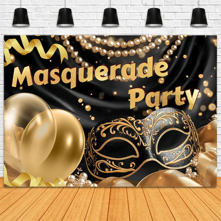 Toile de fond Mascarade Masque Doré Ballons CSH5-207