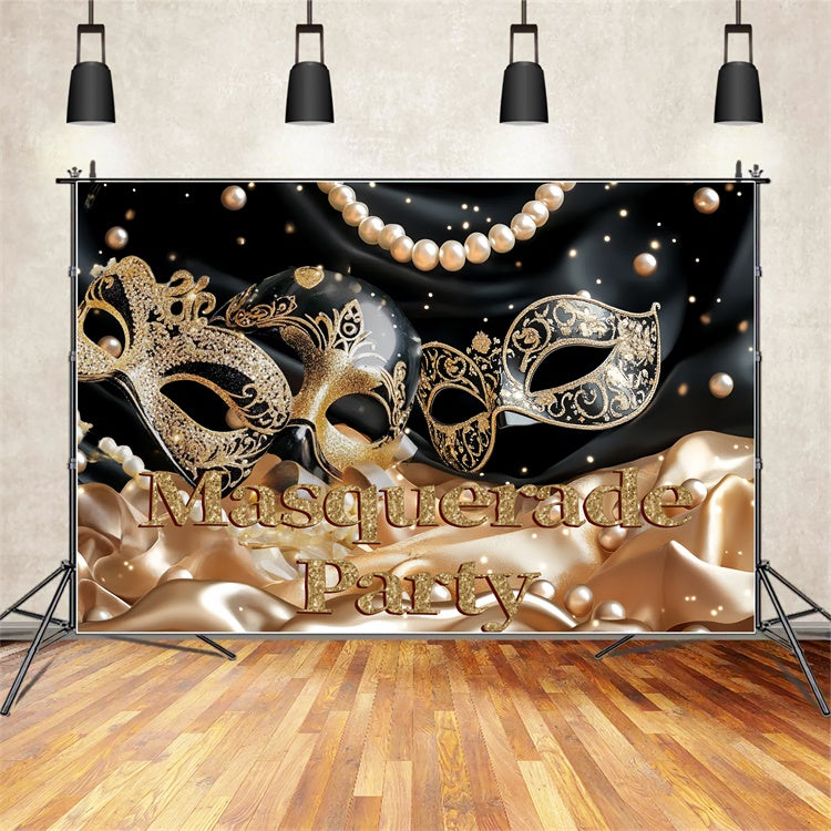 Toile de fond Mascarade Luxe Masque Doré Perles CSH5-208