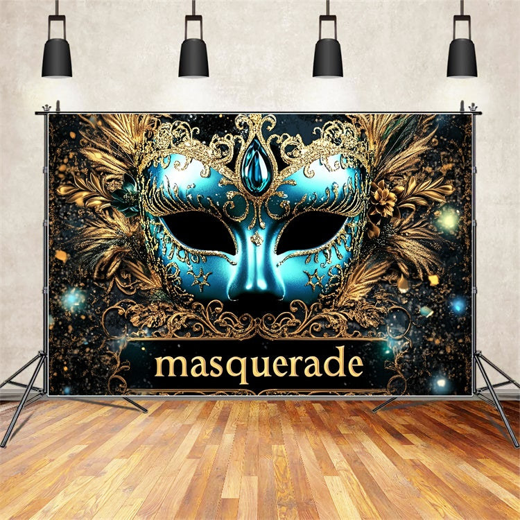 Toile de fond Bal Masqué Masque Bleu Majestueux CSH5-209