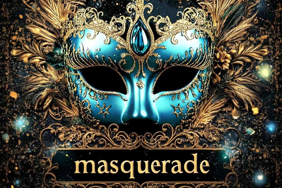 Toile de fond Bal Masqué Masque Bleu Majestueux CSH5-209