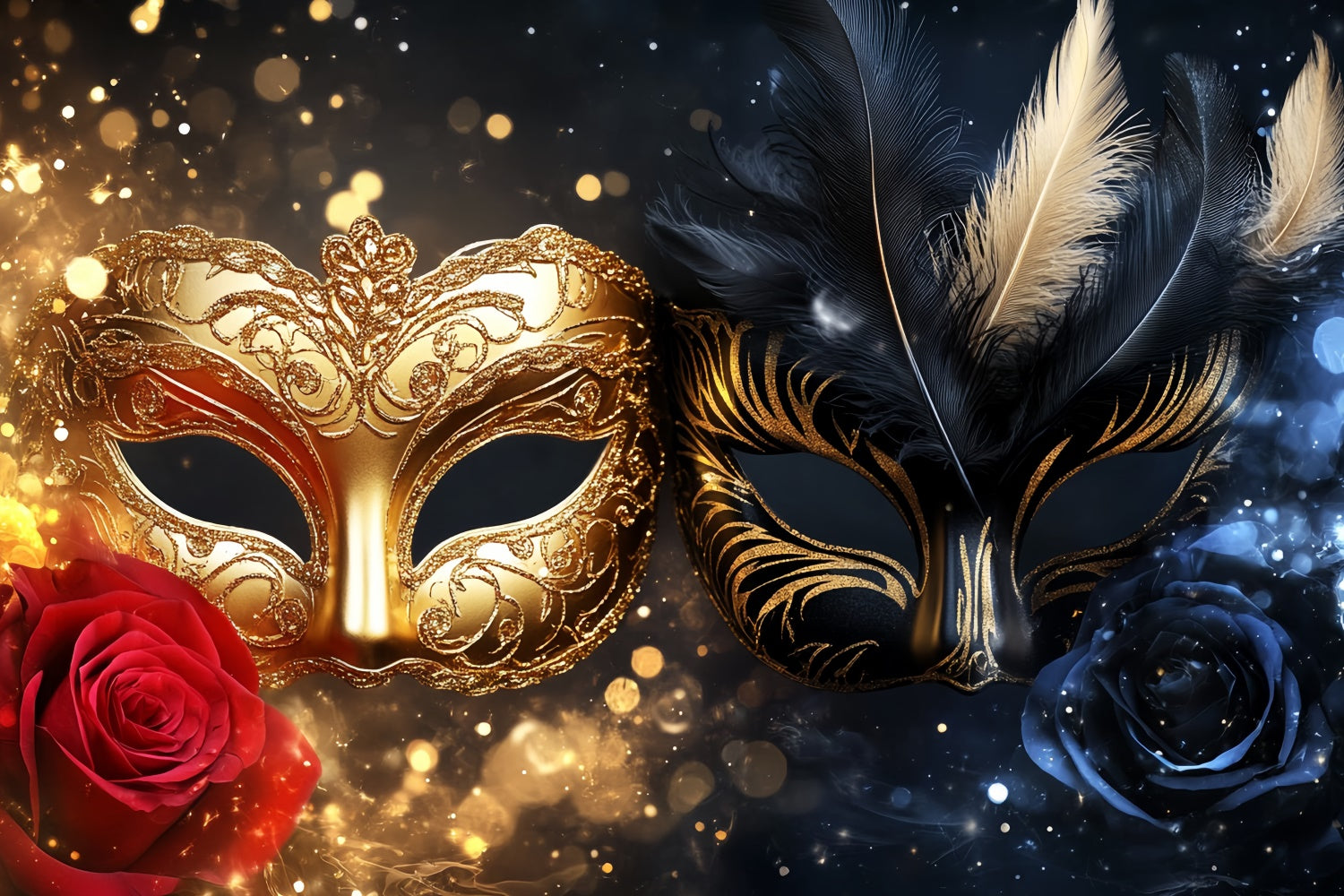 Toile de fond Mascarade Masque à Plumes Étincelantes Fête CSH5-216