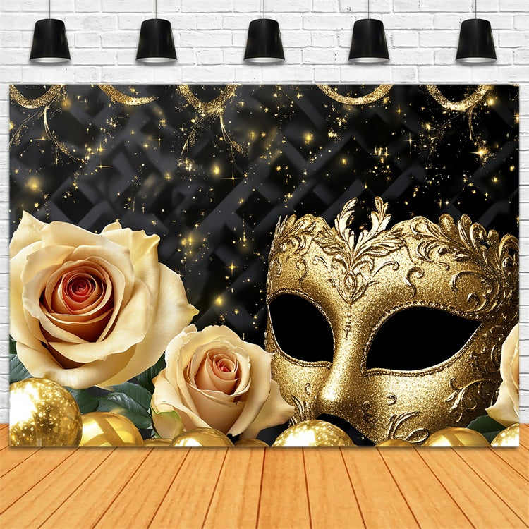 Toile de fond Mascarade Masque Doré Élégant Rose CSH5-219
