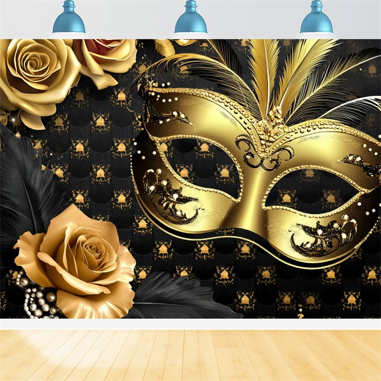 Toile de fond Mascarade Masque Plumes Florales Vintage CSH5-220