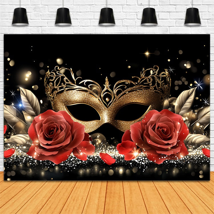 Toile de fond Mascarade Masque Doré Rose Romantique CSH5-223