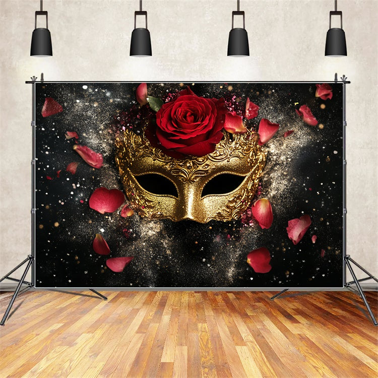 Toile de fond Bal Masqué Masque Rose Rouge Pailleté CSH5-225