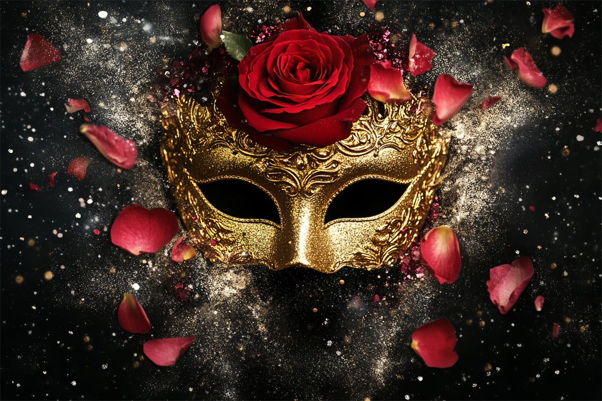 Toile de fond Bal Masqué Masque Rose Rouge Pailleté CSH5-225