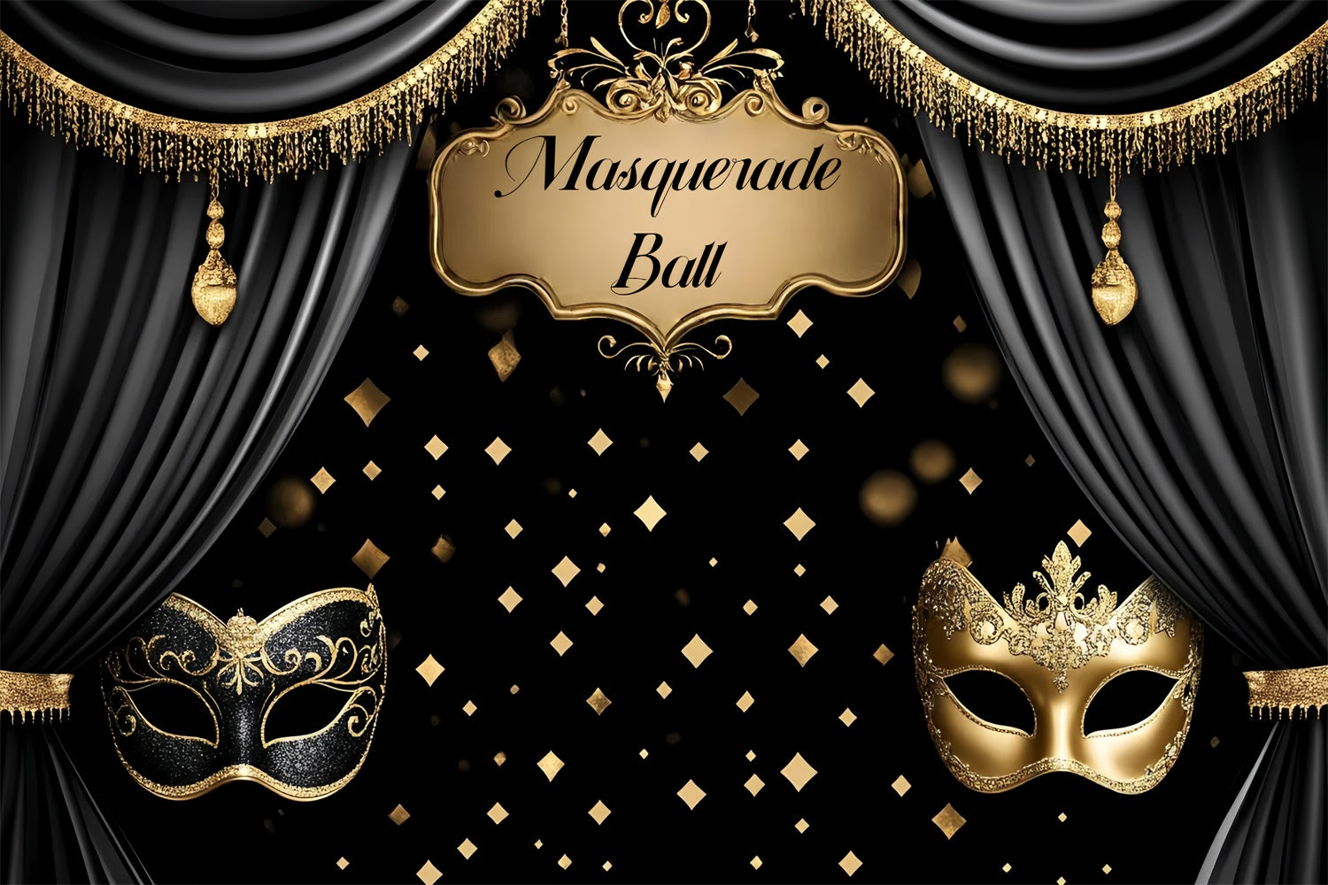 Toile de fond Bal Masqué Masque Élégant avec Rideau CSH5-239