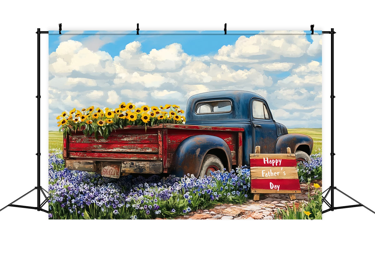 Toile de fond Fête des Pères Camion Rétro Fleur CSH5-24