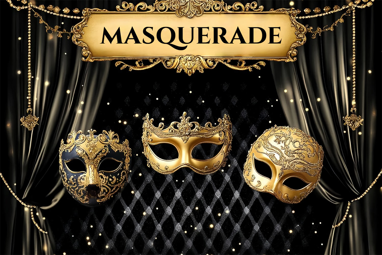 Toile de fond Mascarade Masque Élégant Rideau Noir CSH5-240