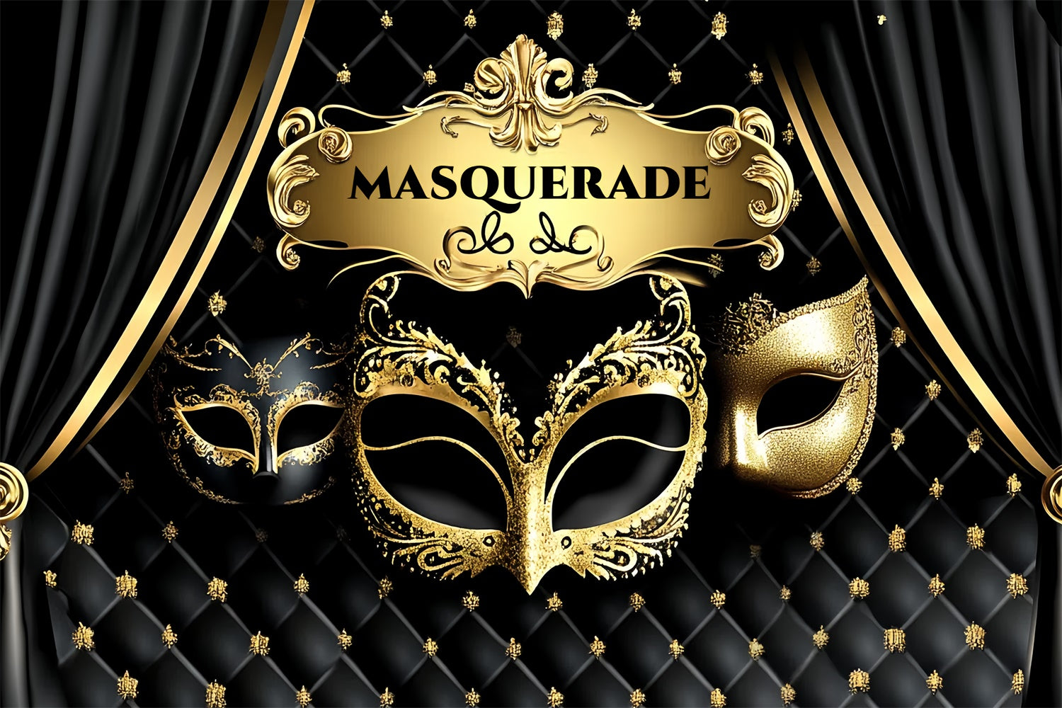 Toile de fond Mascarade Masque Opulent Rideau Doré CSH5-241