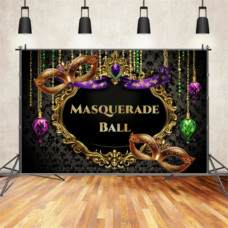 Toile de fond Bal Masqué Masque Glamour Cadre Doré CSH5-244