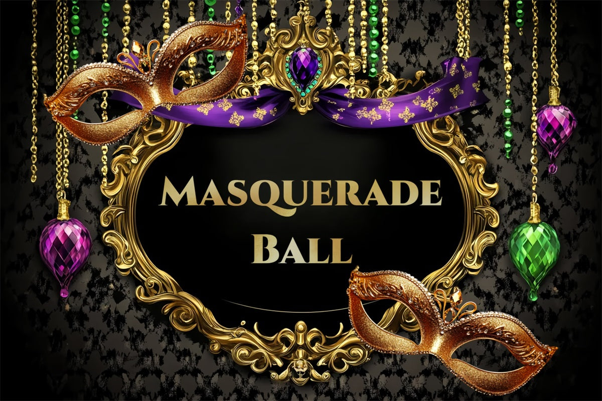 Toile de fond Bal Masqué Masque Glamour Cadre Doré CSH5-244