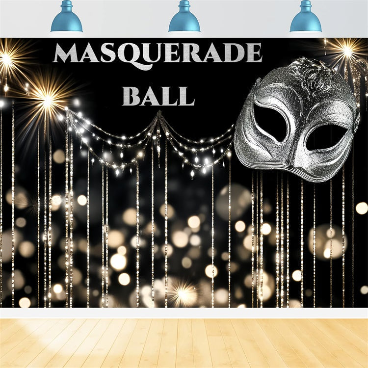 Toile de fond Bal Masqué Masque Argenté Élégant Bokeh CSH5-248