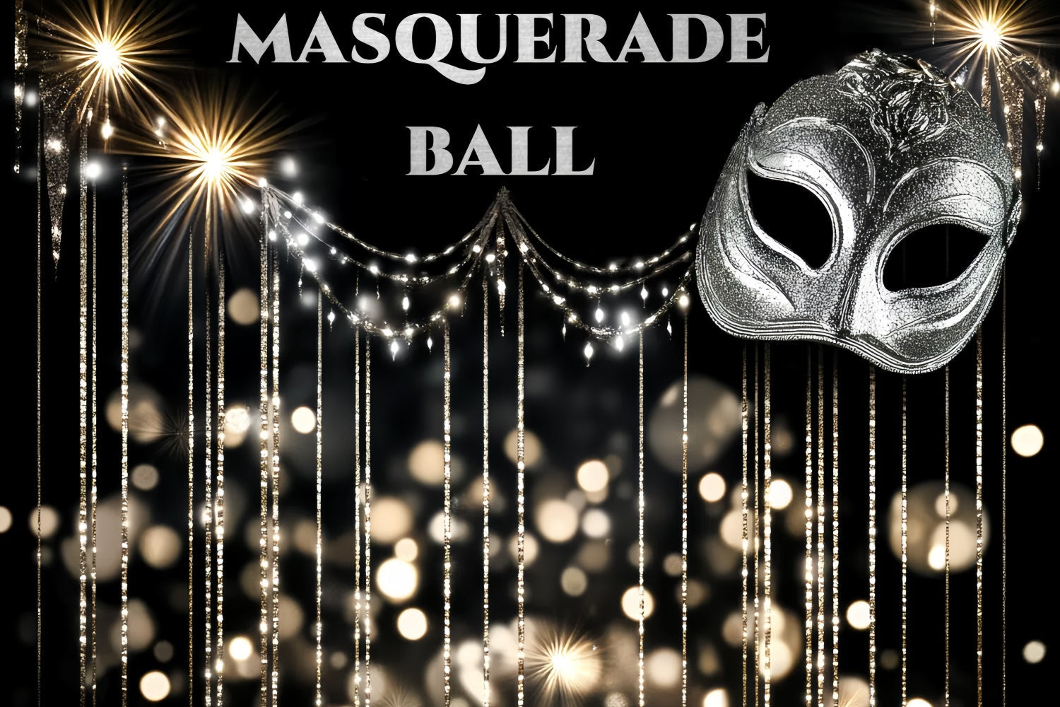 Toile de fond Bal Masqué Masque Argenté Élégant Bokeh CSH5-248