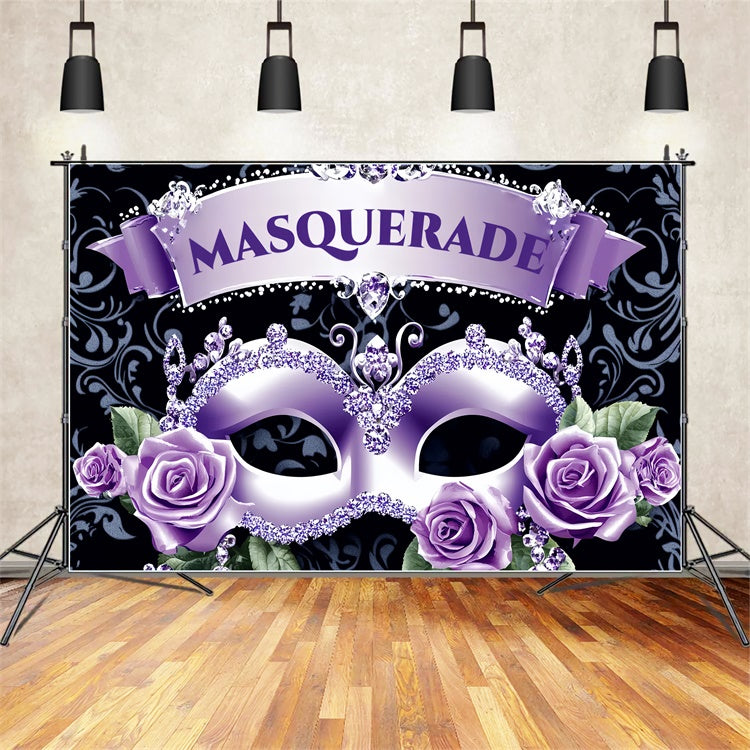 Toile de fond Mascarade Masque Violet Gemme Pailleté CSH5-250