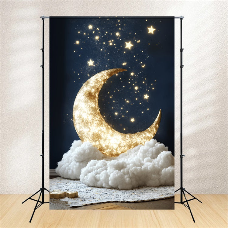 Toile de fond Lune et Étoiles Merveille Ciel Nocturne Nouveau-né CSH5-257