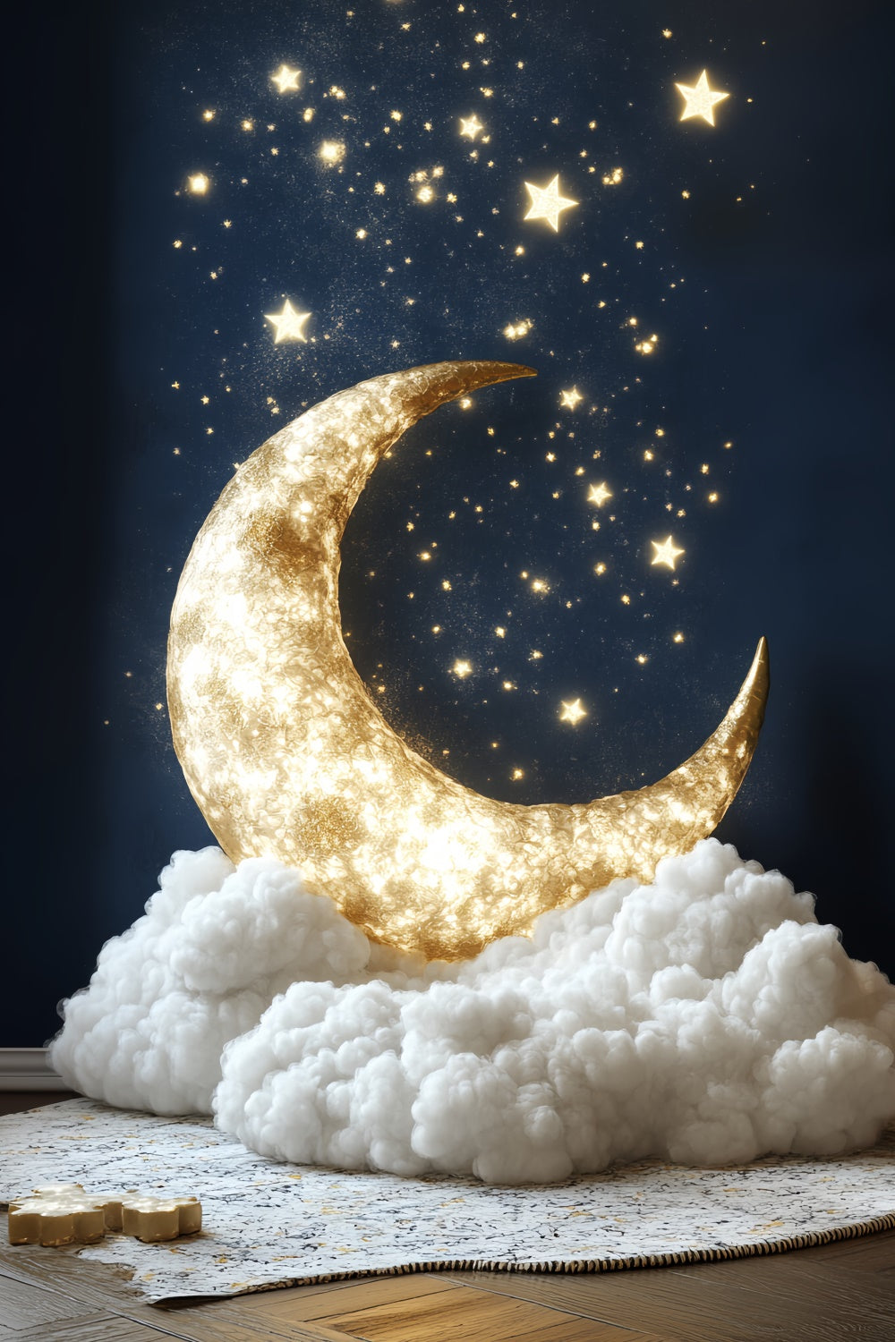 Toile de fond Lune et Étoiles Merveille Ciel Nocturne Nouveau-né CSH5-257