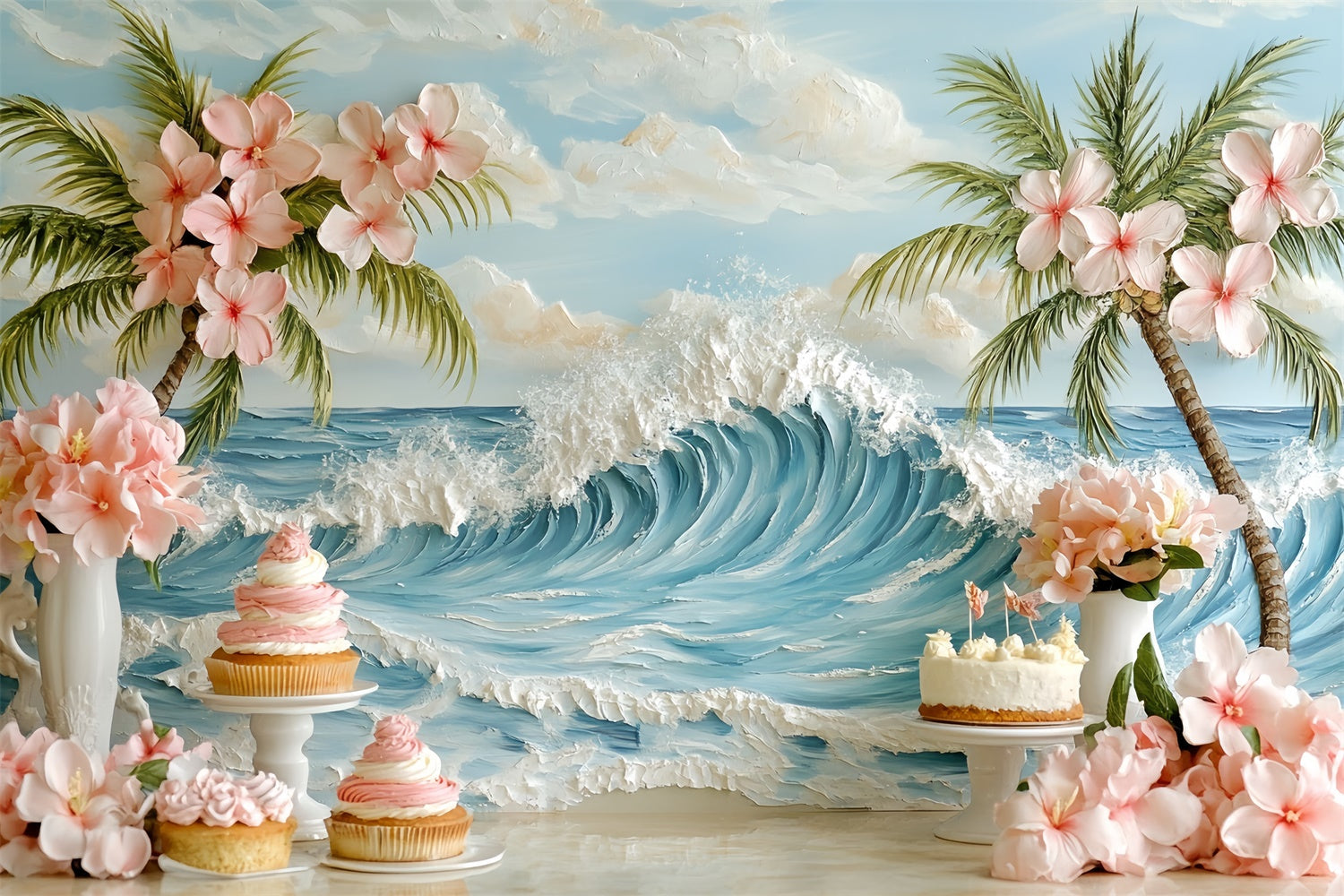 Toile de fond Nouveau-né Fête Fleur de Palmier CSH5-259