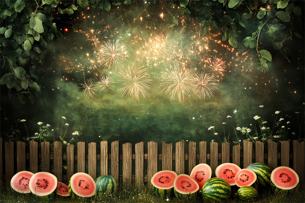 Toile de fond Feux d’Artifice Jardin Étincelant Pastèque Enfants CSH5-262