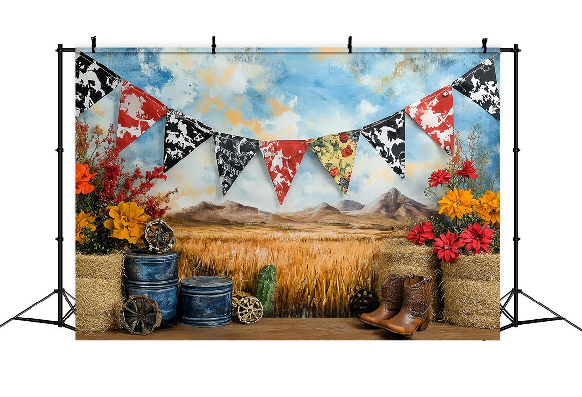 Toile de fond Western Cowboy Bébé Rodéo Rustique Enfants CSH5-263