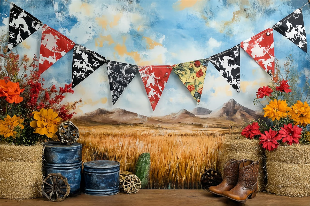 Toile de fond Western Cowboy Bébé Rodéo Rustique Enfants CSH5-263