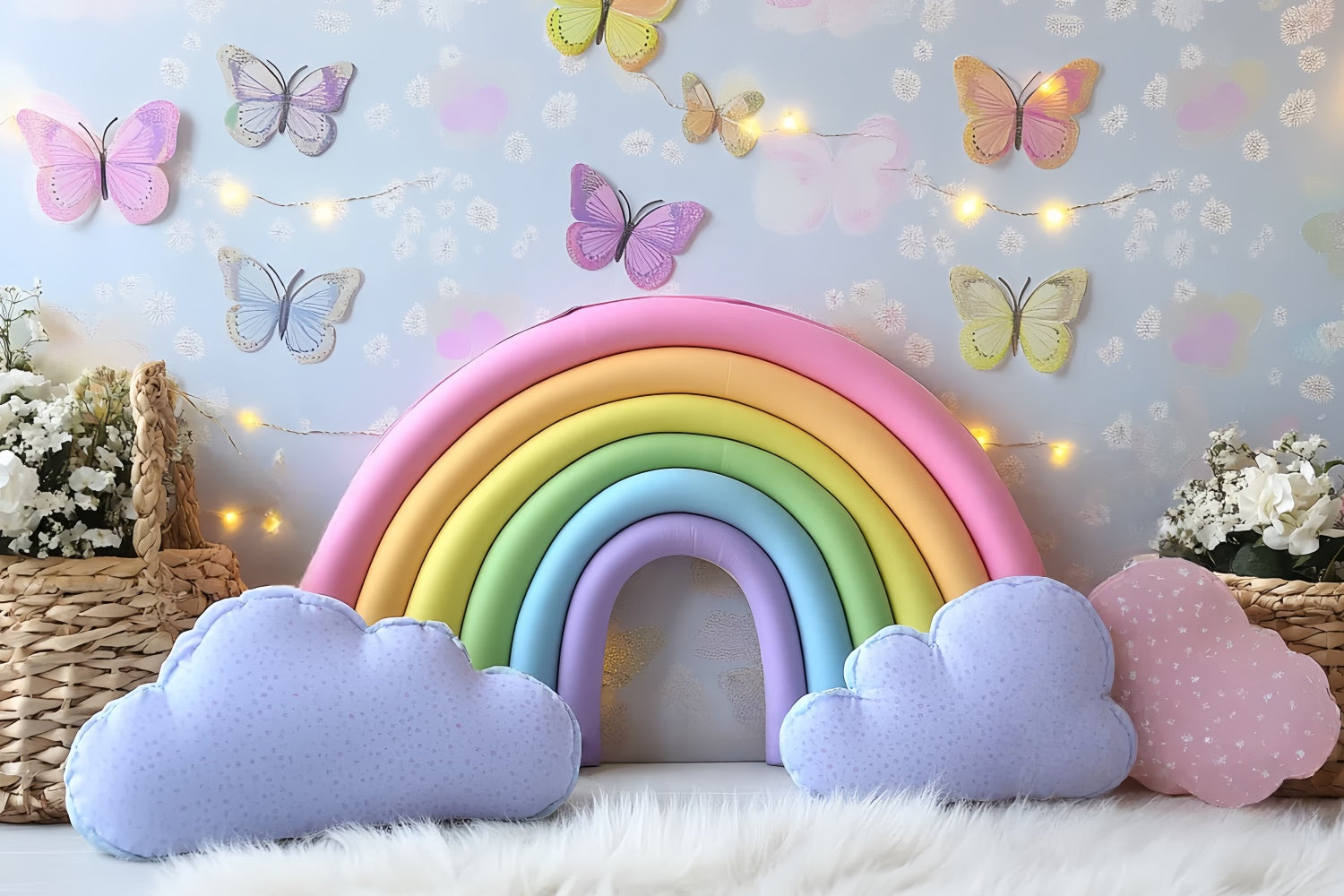 Toile de fond Arc-en-Ciel Papillon Bonheur Arc-en-Ciel Nouveau-né CSH5-269