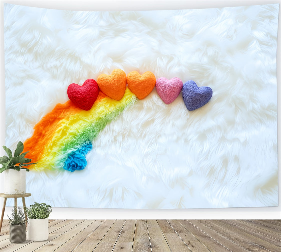Toile de fond Photographie Nouveau-né Cœur Arc-en-Ciel Doux CSH5-283