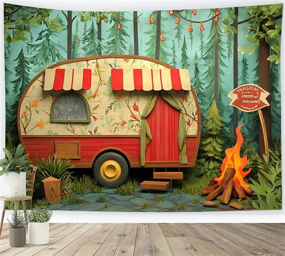 Toile de fond Enfants Nuit Camping Forêt CSH5-287