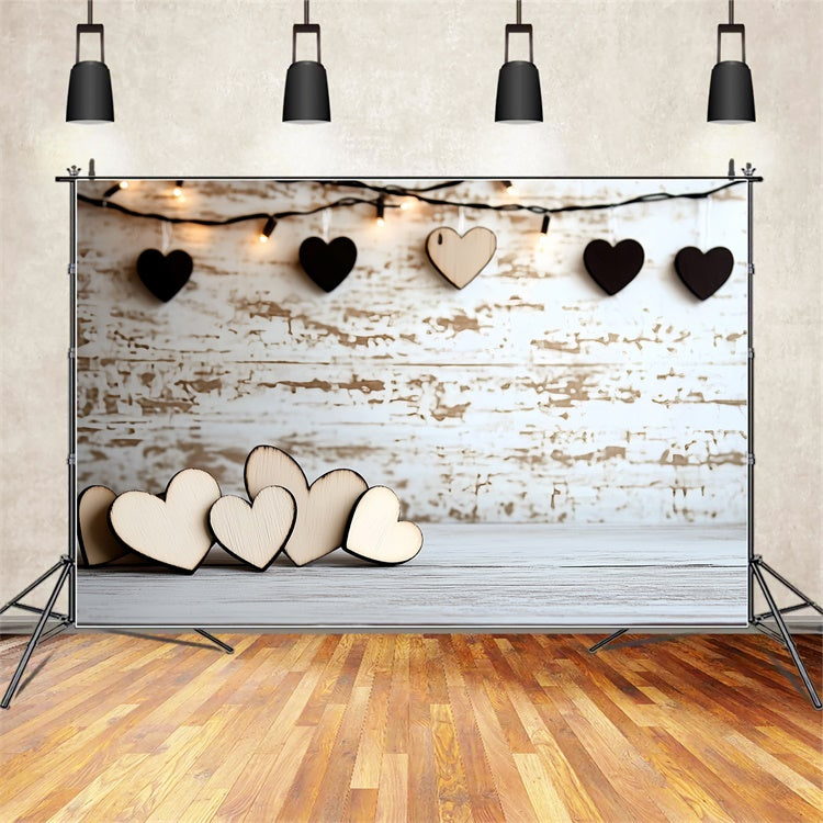 Toile de fond Fête des Pères Cœur en Bois Guirlande Lumineuse CSH5-29