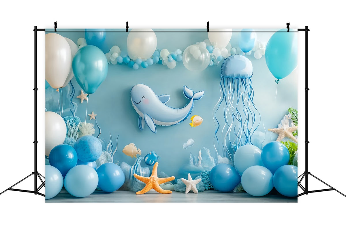 Toile de fond Nouveau-né Monde Marin Ballon Bleu CSH5-292