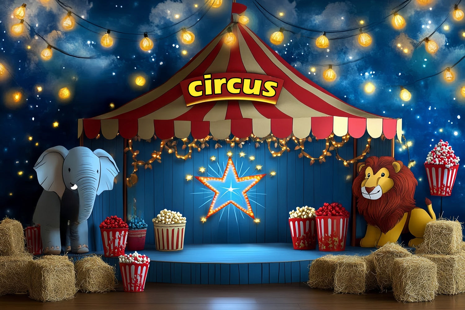 Toile de fond Cirque Étoile Nuit Cirque Enfants CSH5-296